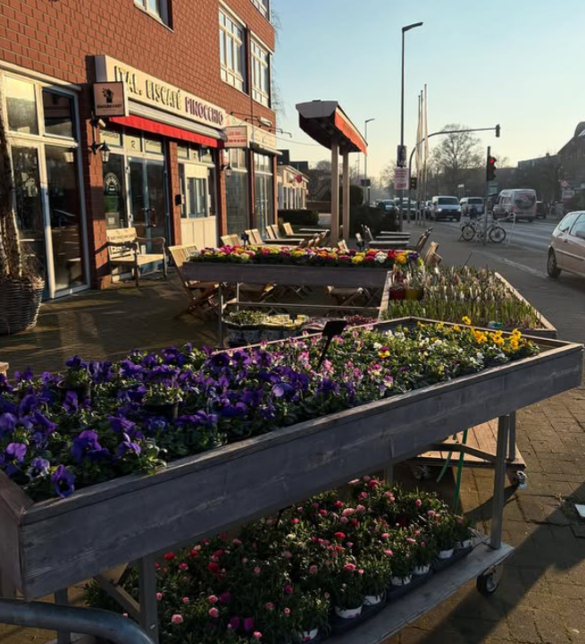 FlowersDream Ladenfront mit Blumenwagen